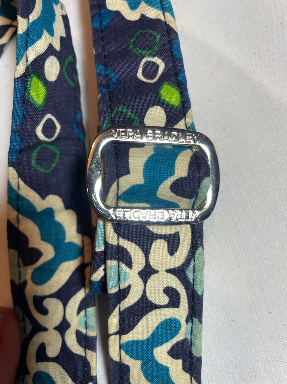 Vera Bradley Navy, Teal & White Quilted Crossbody - Picture 4 of 7